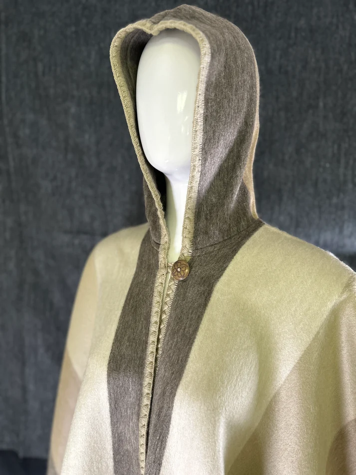 Stripe Woven Hooded Cape