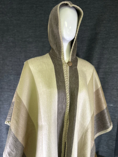 Stripe Woven Hooded Cape