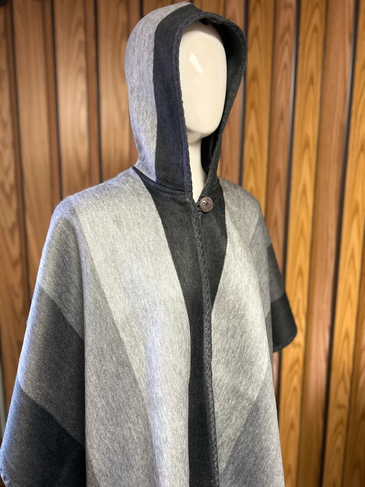 Stripe Woven Hooded Cape