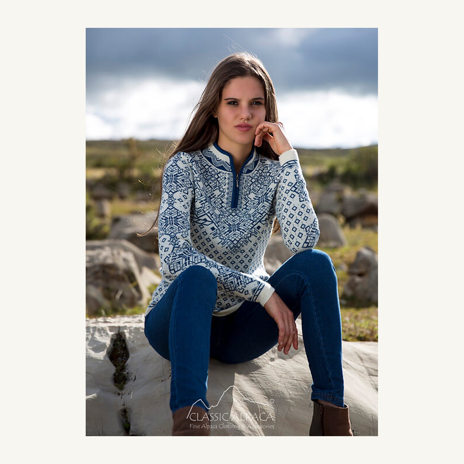 Valeska Baby Alpaca Quarter Zip Sweater