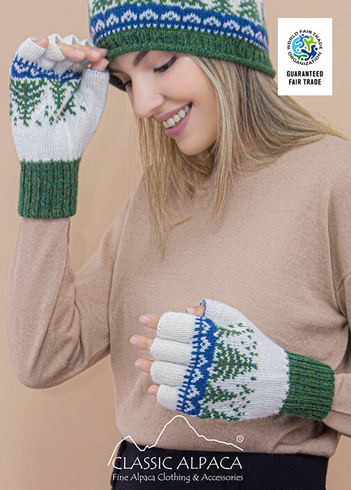 Scandinavian Winter Alpaca Reversible Half Finger Gloves