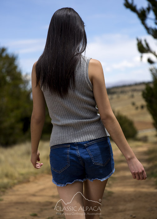 Cotton Baby Alpaca Ribbed Knit Tank Top