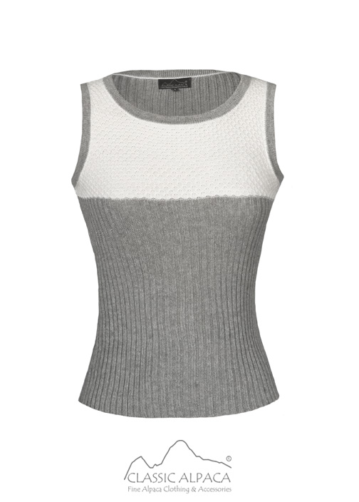Cotton Baby Alpaca Ribbed Knit Tank Top