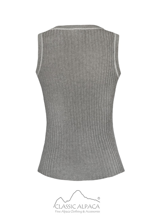 Cotton Baby Alpaca Ribbed Knit Tank Top