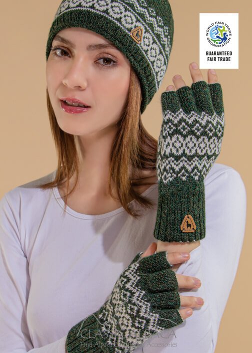 Artic Alpaca Reversible Half Finger Gloves