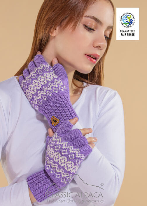 Artic Alpaca Reversible Half Finger Gloves
