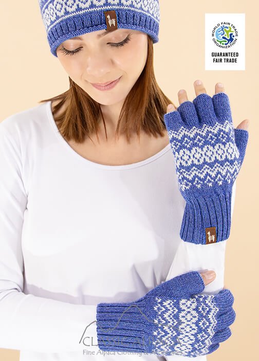Artic Alpaca Reversible Half Finger Gloves