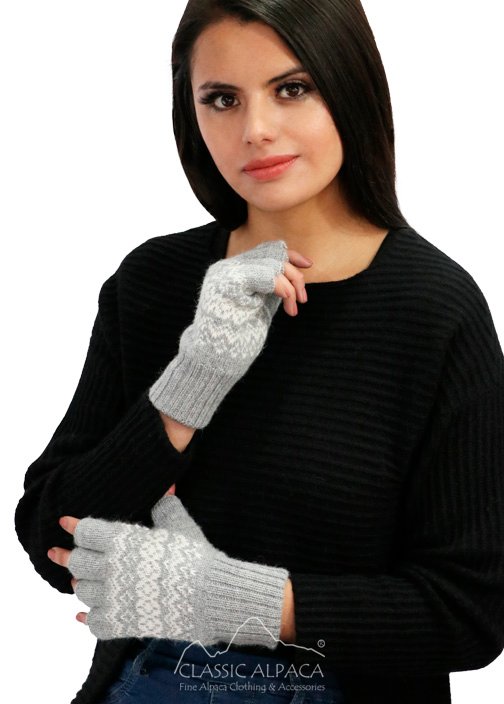 Artic Alpaca Reversible Half Finger Gloves