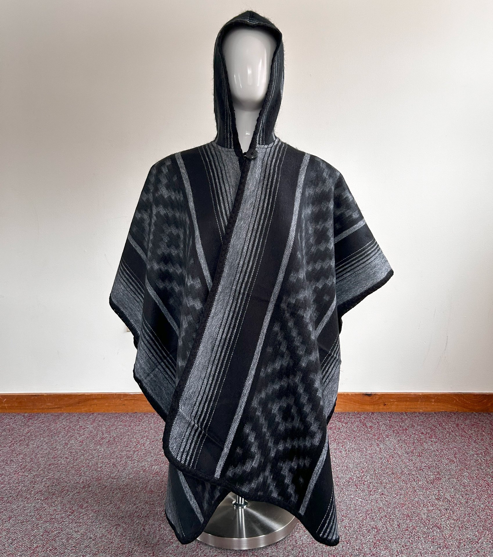 Geometric Woven Hooded Cape